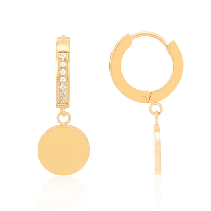 Cubic Zirconia Drop Huggie Hoop