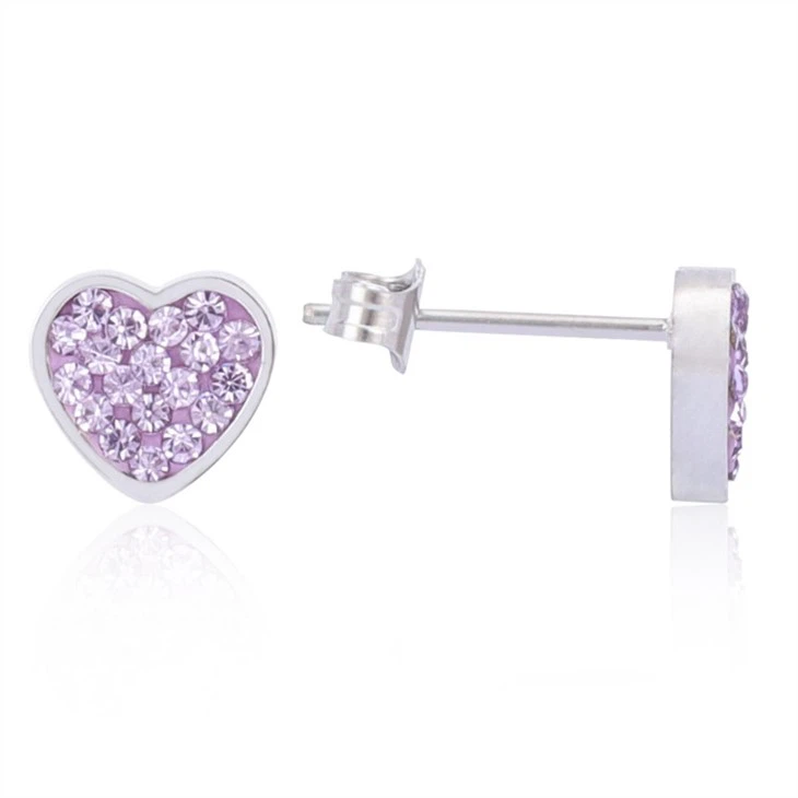 cubic zirconia heart stud earrings