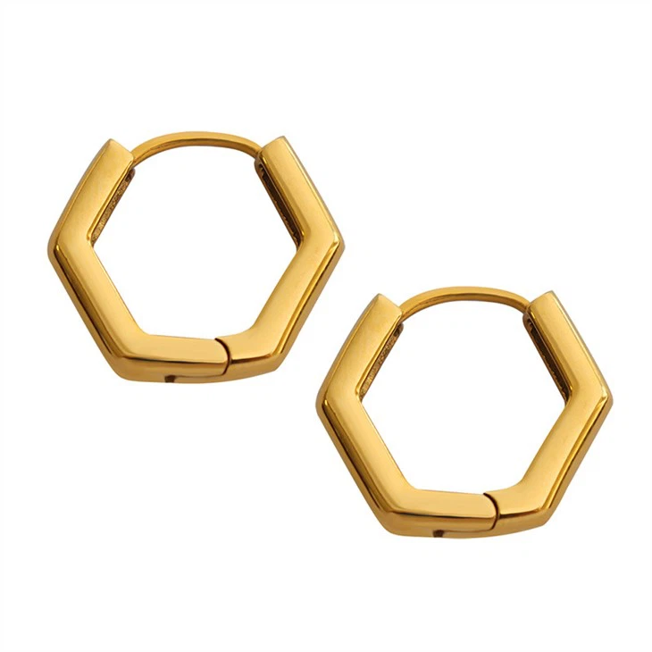 Hexagon Huggie Earrings