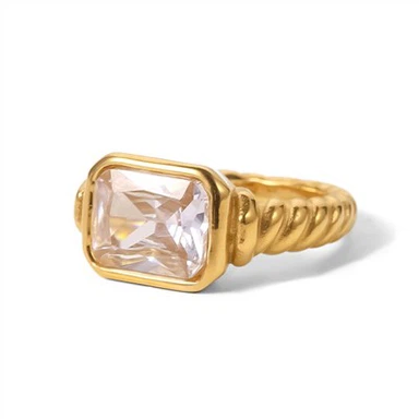 Gemstone Croissant Ring