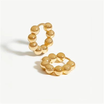 Gold Beaded Earrings Hoop