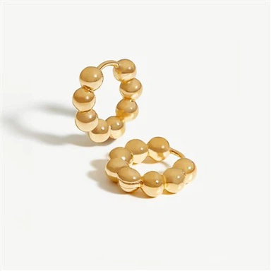 Gold Beaded Earrings Hoop