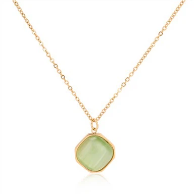 Green Stone Chain Necklace