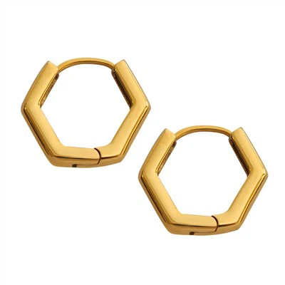 Hexagon Huggie Earrings