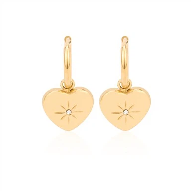 Hoop Earrings With Heart Charm