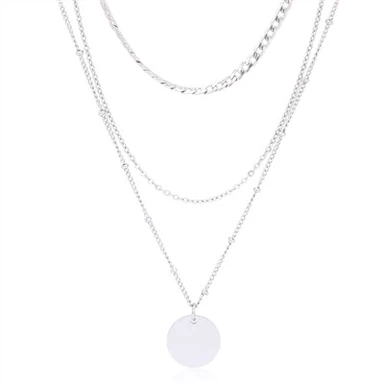 Layering Cuban Chain Disc Pendant