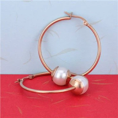 Stainless Steel Pearl Hoop Huggies