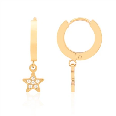 Star Stainless Steel Huggie Hoop