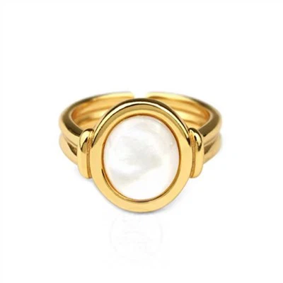 White Shell Ring Gold Plated