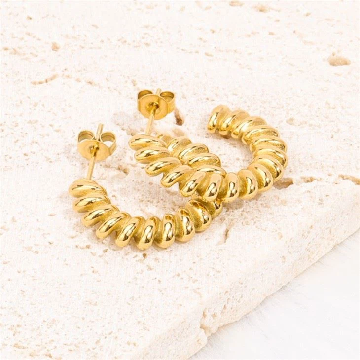 gold plated twisted hoop earrings