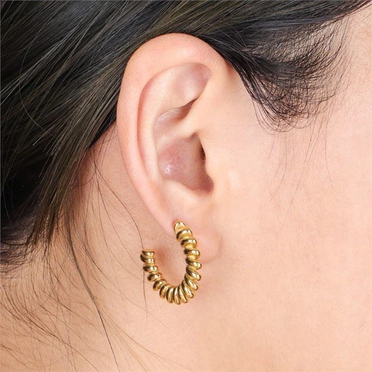 gold twisted rope hoop earrings