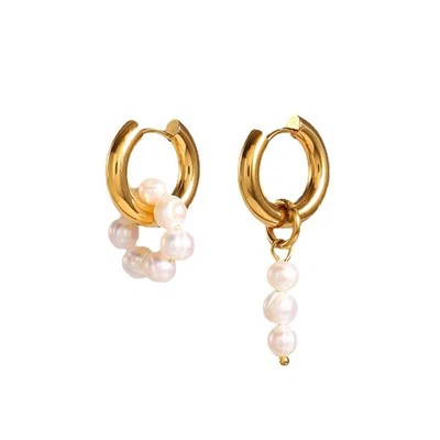 Asymmetrical Stainless Steel Pearl Hoop Earring