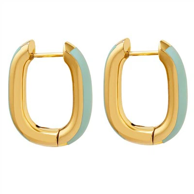 Enamel U Shaped Huggie Earrings