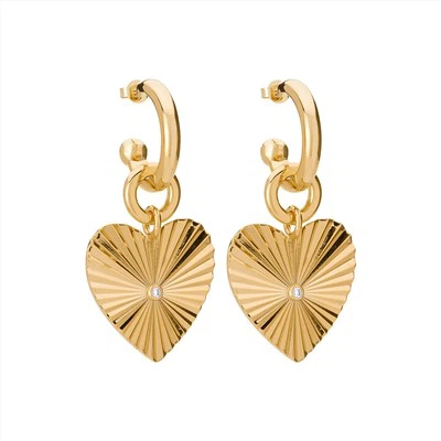 Gold Plated Heart Drop Earrings