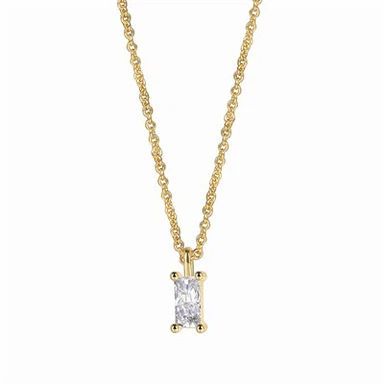 Rectangle Zircon Pendant Necklace