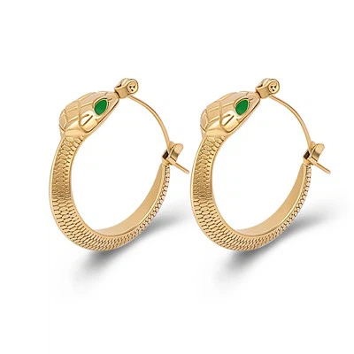Snake Hoop Earrings Gold Plated