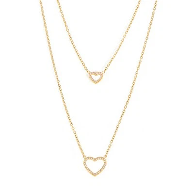 CZ Double Layer Heart Necklace