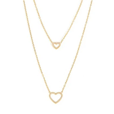 CZ Double Layer Heart Necklace