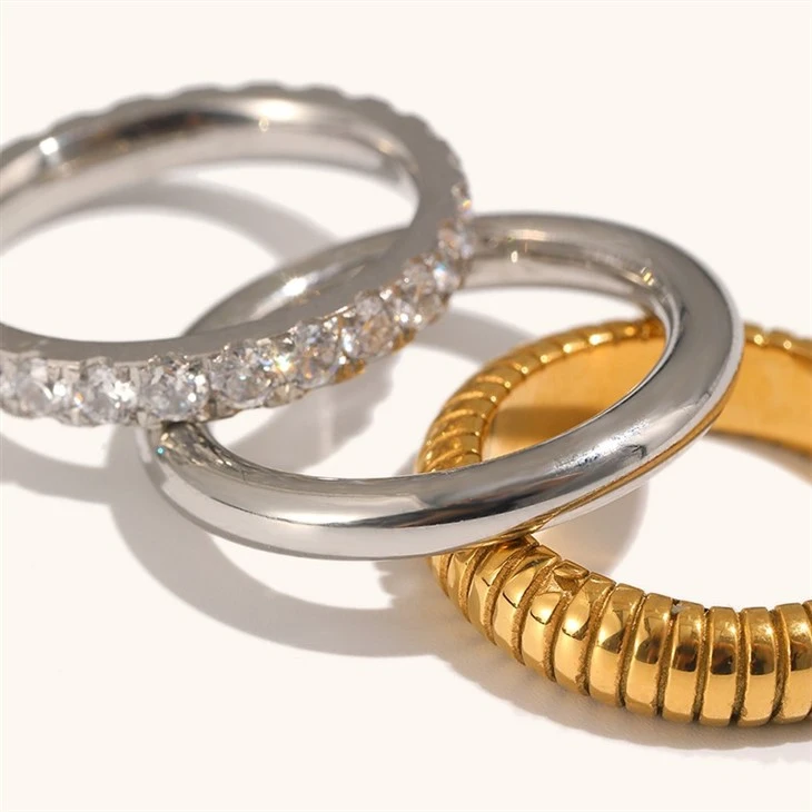 3‑Piece Band Ring Set high quality