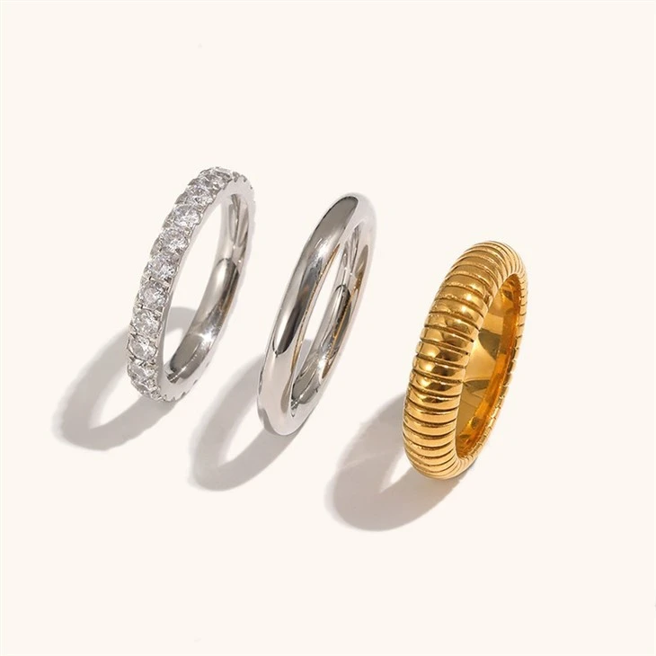3‑Piece Band Ring Set high quality