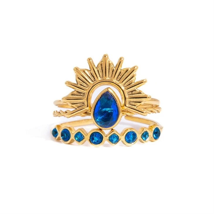 3‑Piece Sun CZ Stackable Ring Set price