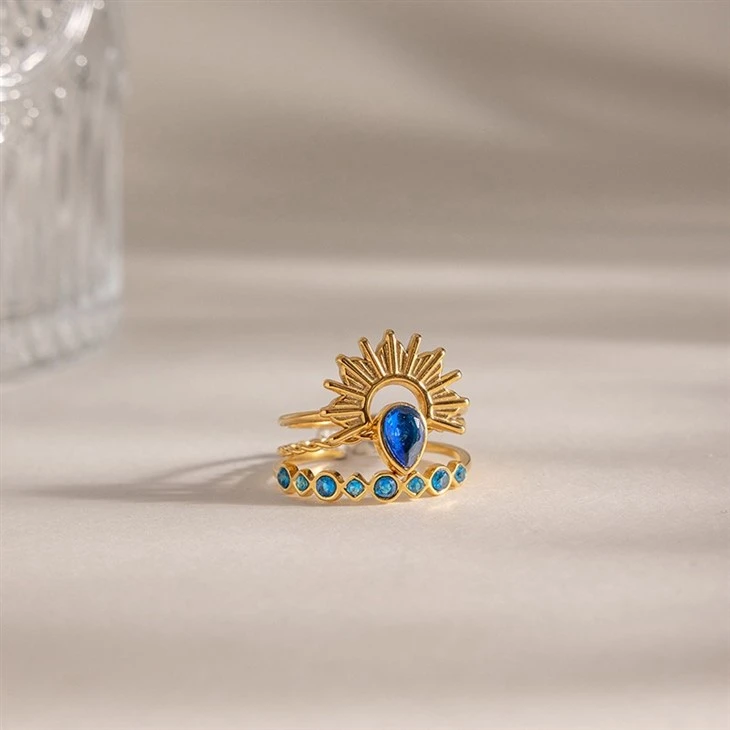 3‑Piece Sun CZ Stackable Ring Set best