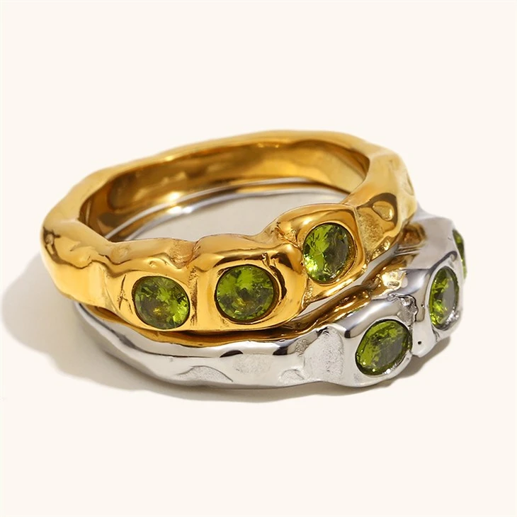 3 Stone Molten Ring