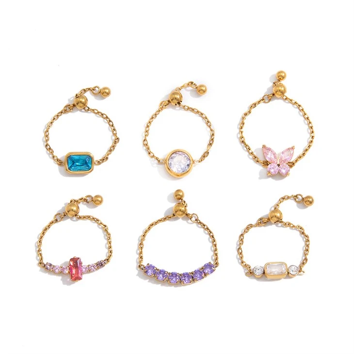 Adjustable Zircon Band Rings