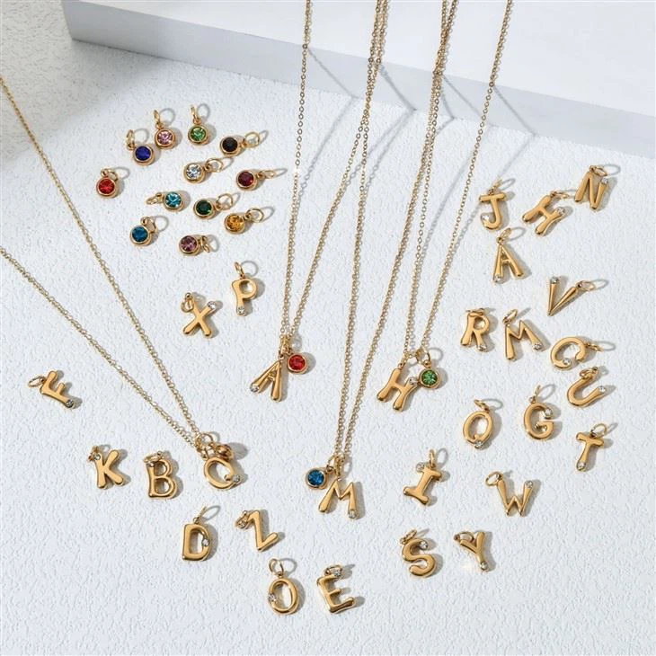 Birthstone Letter Pendant Necklace suppliers