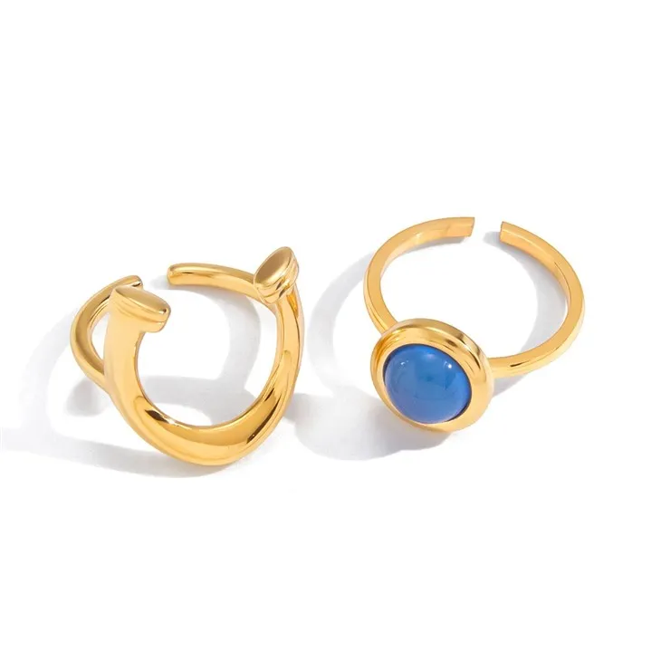 Blue Resin Stainless Steel Horseshoe Ring price