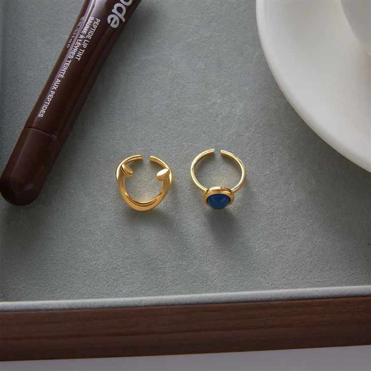 Blue Resin Stainless Steel Horseshoe Ring high quality