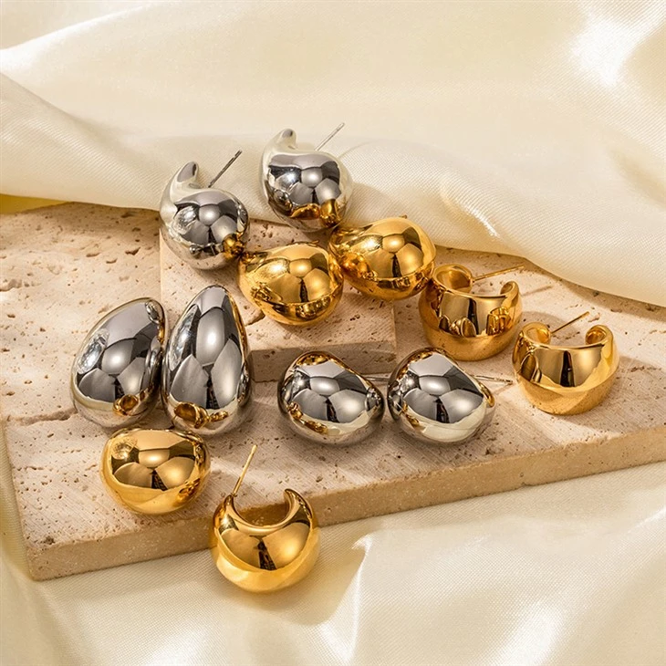 Chunky Teardrop Stud Earrings