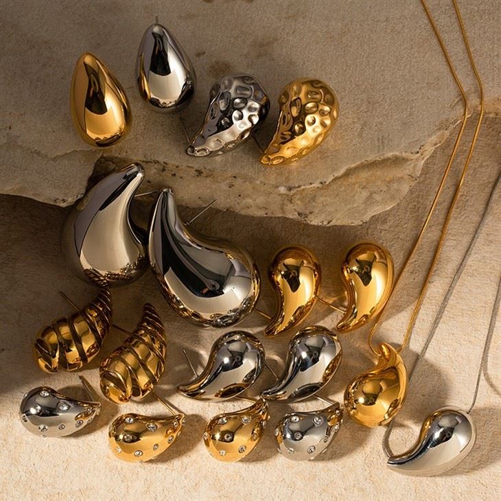 Chunky Teardrop Stud Earrings high quality