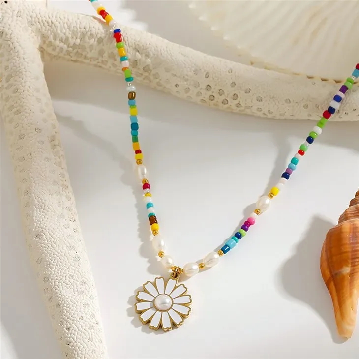 Colorful Bead Sun Starfish Charm Necklace manufacturers