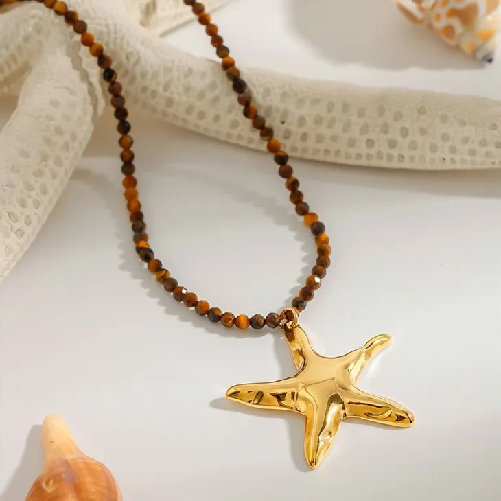 Colorful Bead Sun Starfish Charm Necklace factory