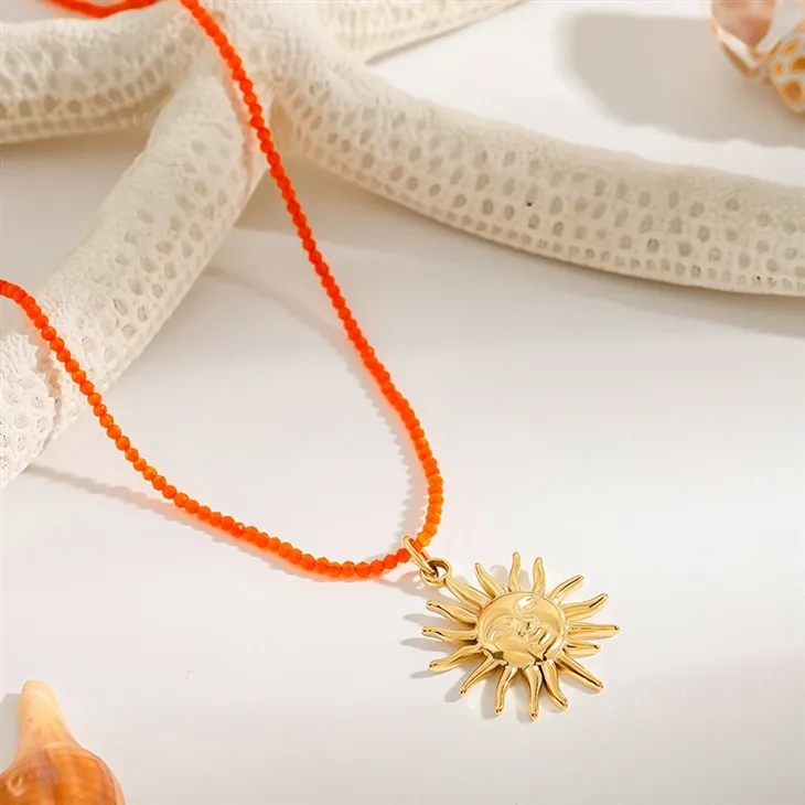 Colorful Bead Sun Starfish Charm Necklace suppliers