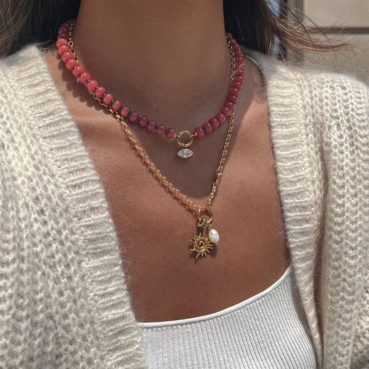 Colourful Natural Stone Beaded Necklace high quality