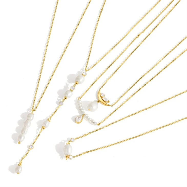 Crescent Moon CZ Pearl Necklace price