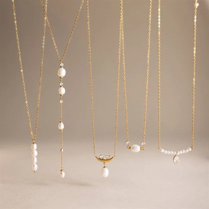 Crescent Moon CZ Pearl Necklace price
