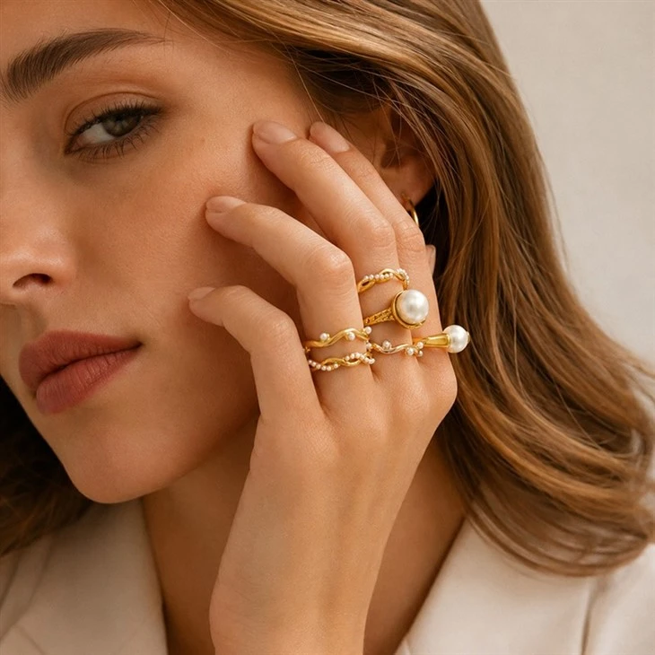 Curved Band Pearl Open Ring price