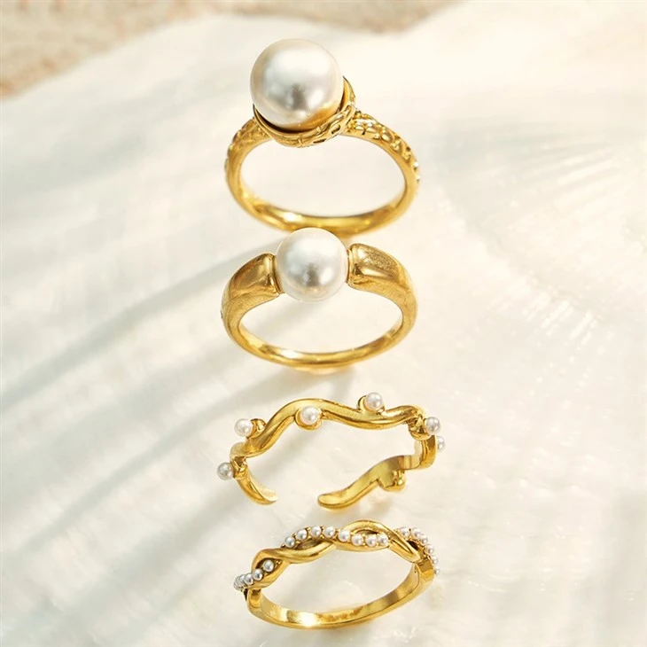 Curved Band Pearl Open Ring manufacturers