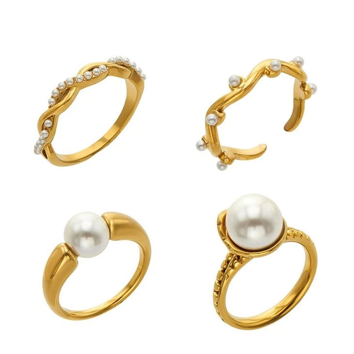 Curved Band Pearl Open Ring manufacturers