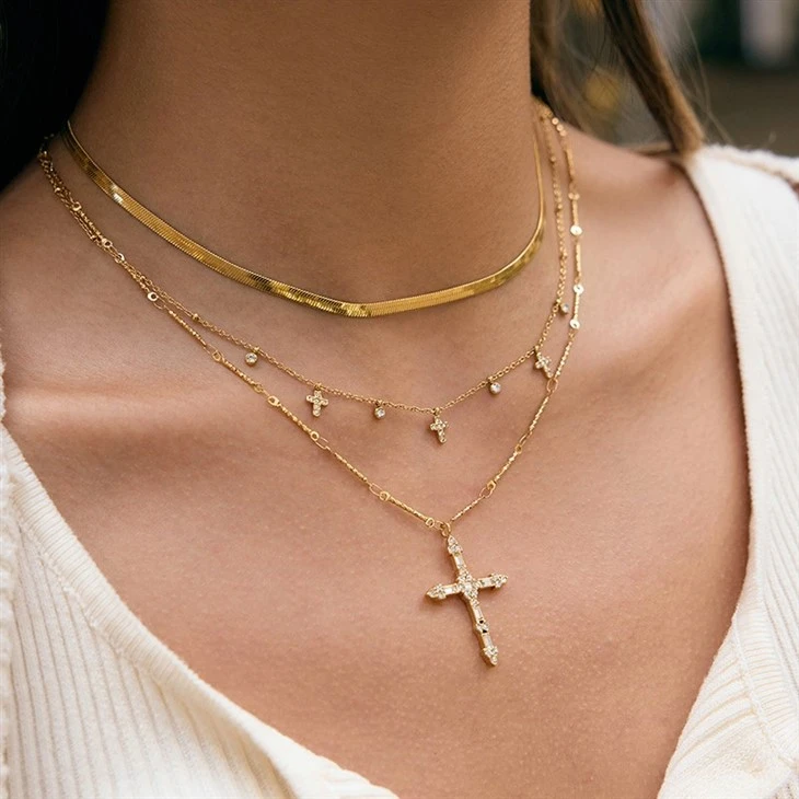 CZ Cross Inlaid Necklace suppliers