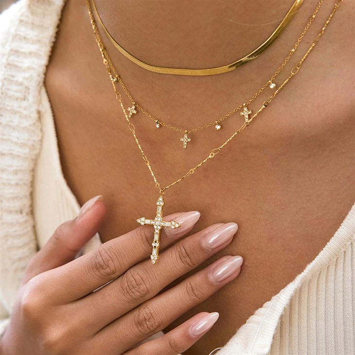 CZ Cross Inlaid Necklace