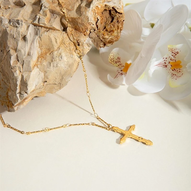 CZ Cross Inlaid Necklace high quality