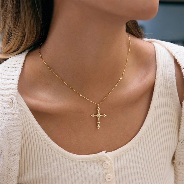 CZ Cross Inlaid Necklace best