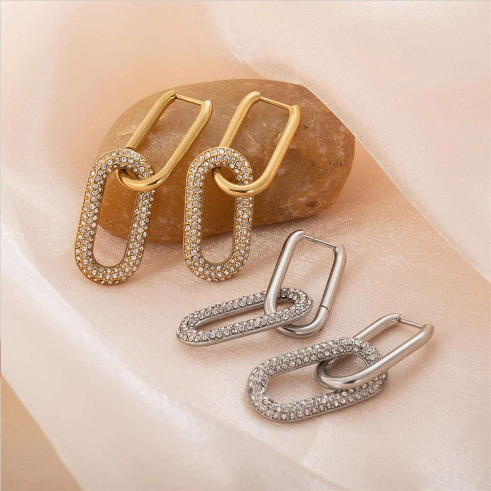 CZ Double Link Earrings factory