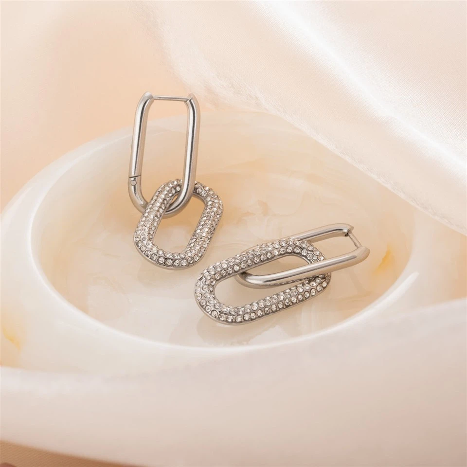 CZ Double Link Earrings high quality