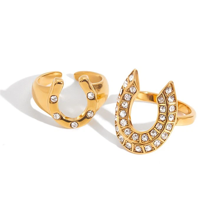 CZ Stainless Steel Horseshoe Ring manufacturers