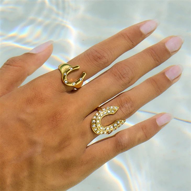 CZ Stainless Steel Horseshoe Ring suppliers